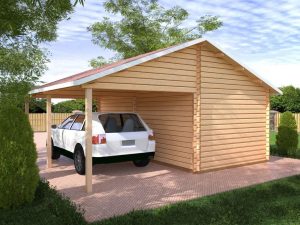 Wooden Garage with Canopy “Yin-Yang”