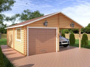 Wooden Garage with Canopy “Yin-Yang”