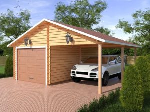 Wooden Garage with Canopy “Yin-Yang”