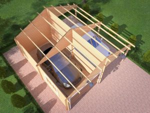 Wooden Garage with Canopy “Yin-Yang”